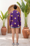 Ginger Grace Purple Illustration Cotton Shirt | Hukum Jaipur