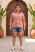 Heritage Stripes Pink White Ornamental Cotton Shirt | Hukum Jaipur