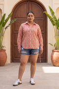 Heritage Stripes Pink White Ornamental Cotton Shirt | Hukum Jaipur