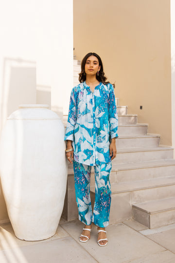 Vermilion Bloom Cotton Co-ord Set - Hukum Jaipur