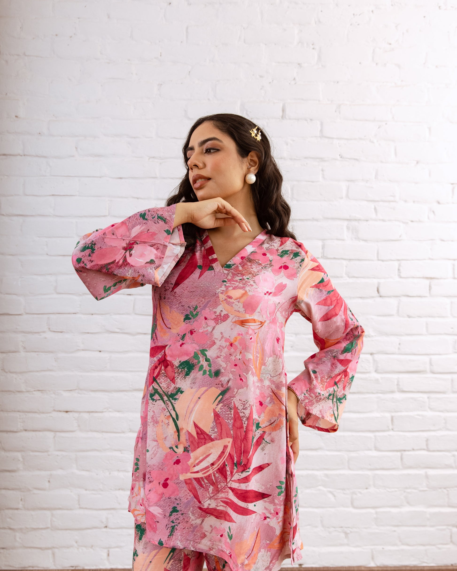 Artistic Painted Pink Blush Co-ord Set – Bold and Beautiful - Hukum Jaipur