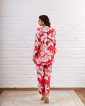 Whimsical Bloomy Red Floral Muslin Co-ord Set - Hukum Jaipur