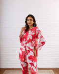 Whimsical Bloomy Red Floral Muslin Co-ord Set - Hukum Jaipur