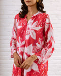 Whimsical Bloomy Red Floral Muslin Co-ord Set - Hukum Jaipur