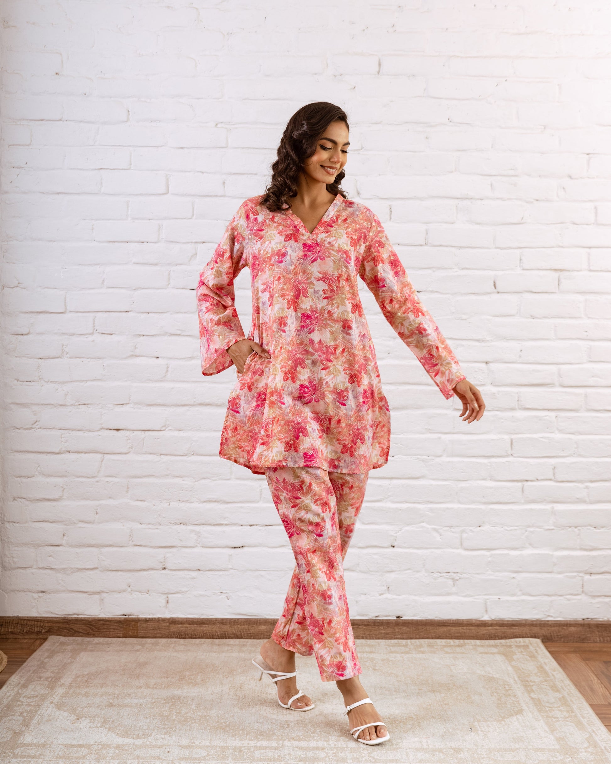 Blush Pink Co-ord Set – Delicate and Stylish Cotton Ensemble - Hukum Jaipur