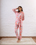 Playful Pink Abstract Muslin Co-ord Set - Hukum Jaipur