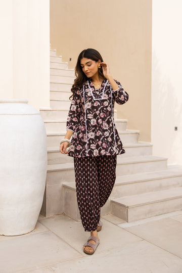 Raven Bloom Cotton Co-ord Set - Hukum Jaipur
