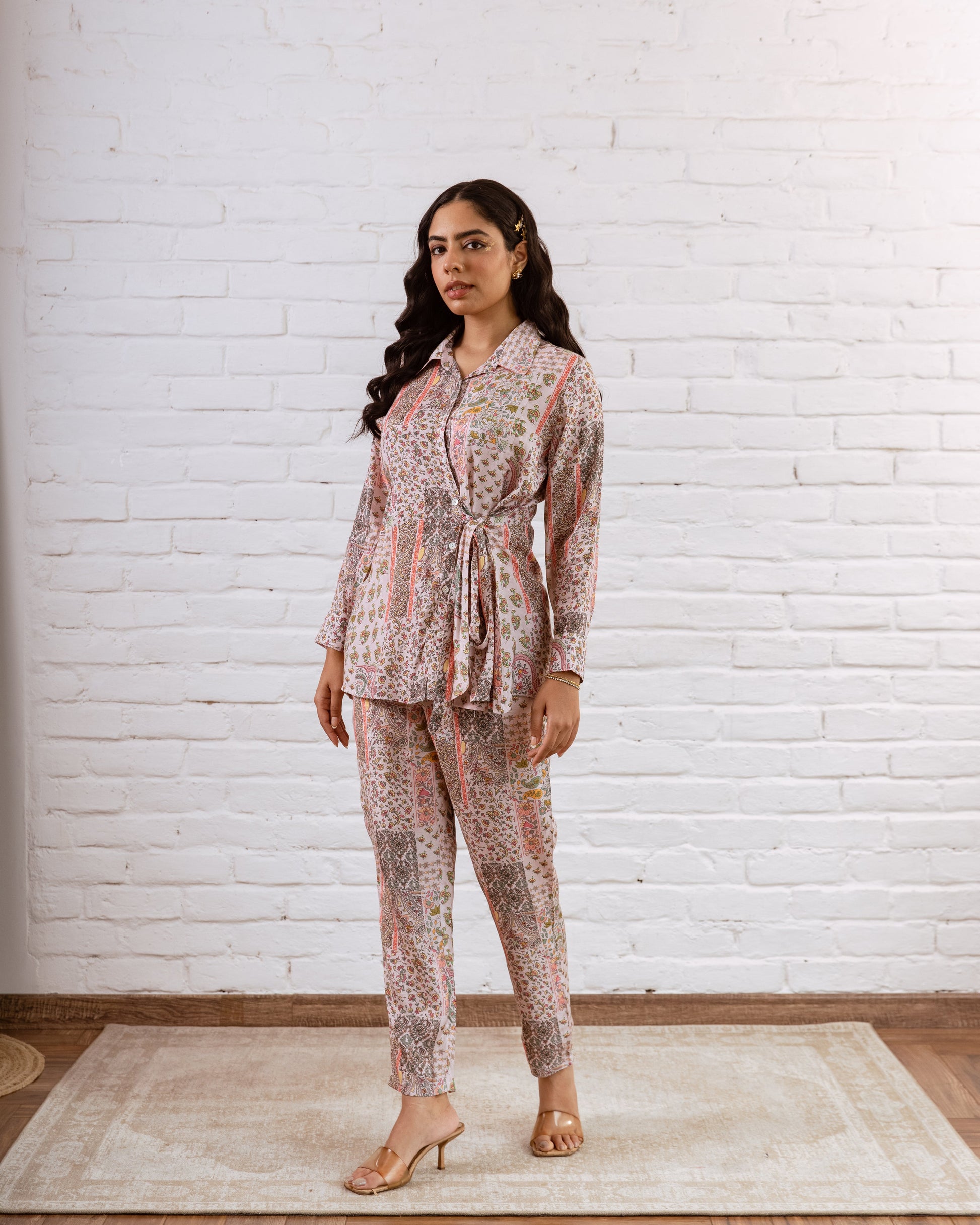 Bohemian Patchwork Pink Muslin Co-ord Set - Hukum Jaipur