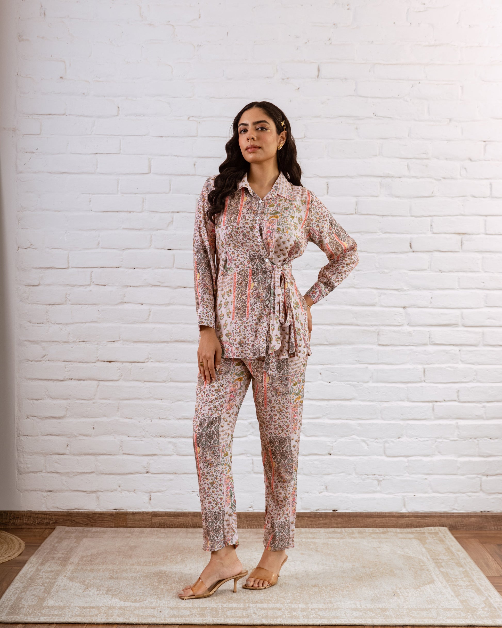 Bohemian Patchwork Pink Muslin Co-ord Set - Hukum Jaipur