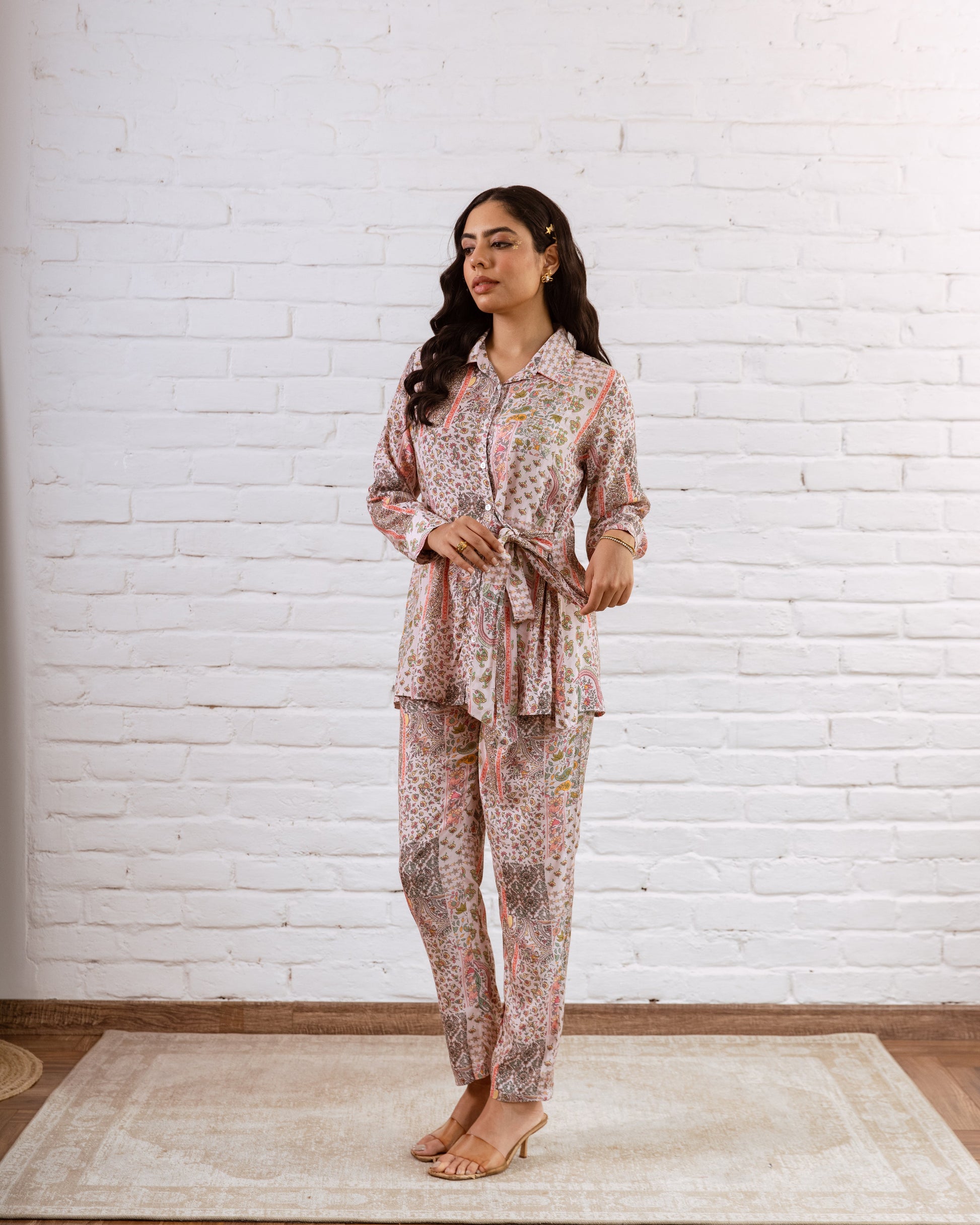 Bohemian Patchwork Pink Muslin Co-ord Set - Hukum Jaipur