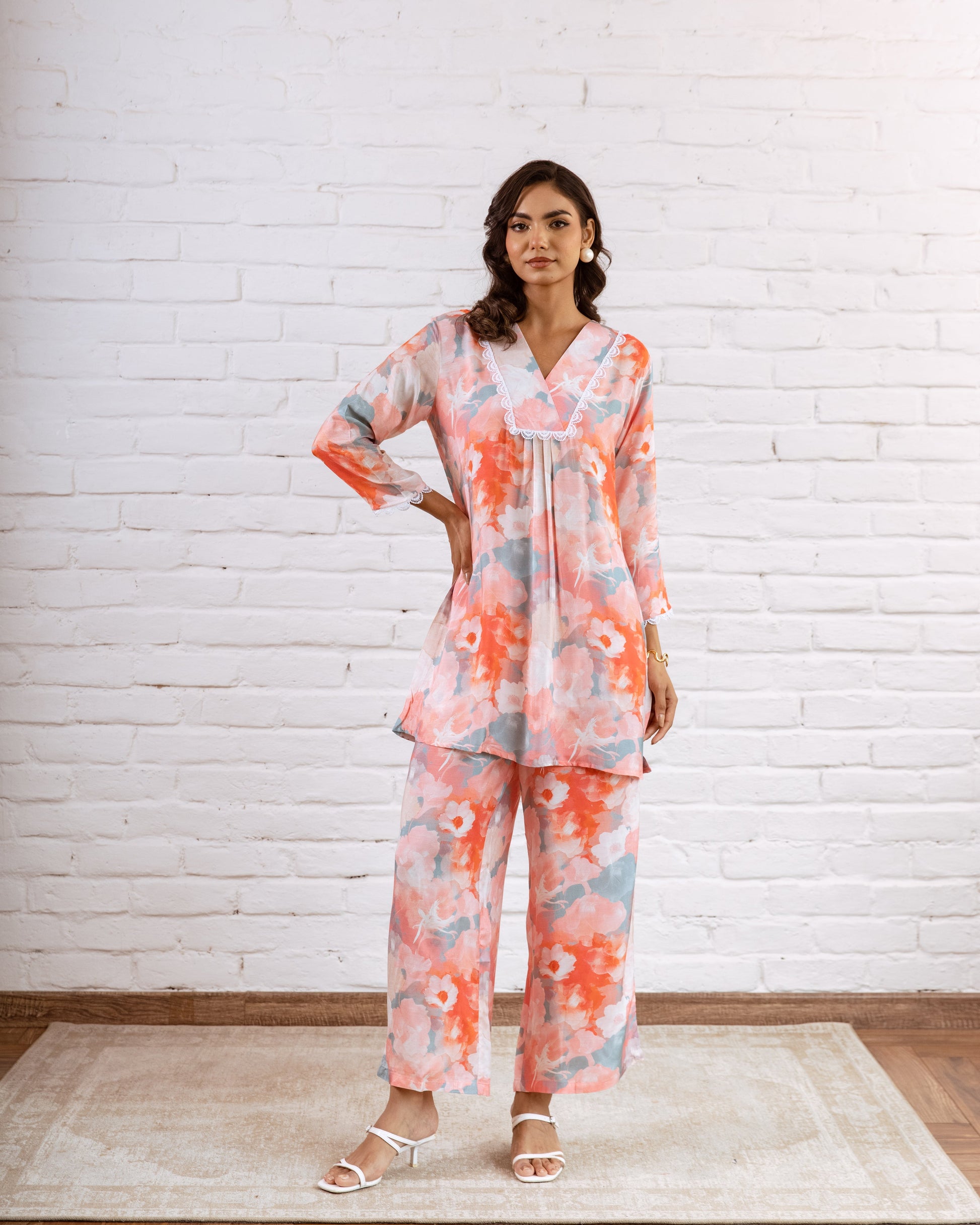 Ethereal Multi-Color Abstract Muslin Co-ord Set - Hukum Jaipur