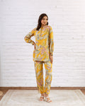 Rustic Mustard Floral Muslin Co-ord Set - Hukum Jaipur