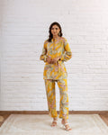 Rustic Mustard Floral Muslin Co-ord Set - Hukum Jaipur