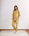 Rustic Mustard Floral Muslin Co-ord Set - Hukum Jaipur