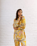 Rustic Mustard Floral Muslin Co-ord Set - Hukum Jaipur