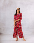 Scarlet Symphony Red Floral Print Cotton Co-ord Set - Hukum Jaipur