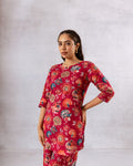 Scarlet Symphony Red Floral Print Cotton Co-ord Set - Hukum Jaipur