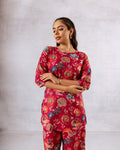 Scarlet Symphony Red Floral Print Cotton Co-ord Set - Hukum Jaipur