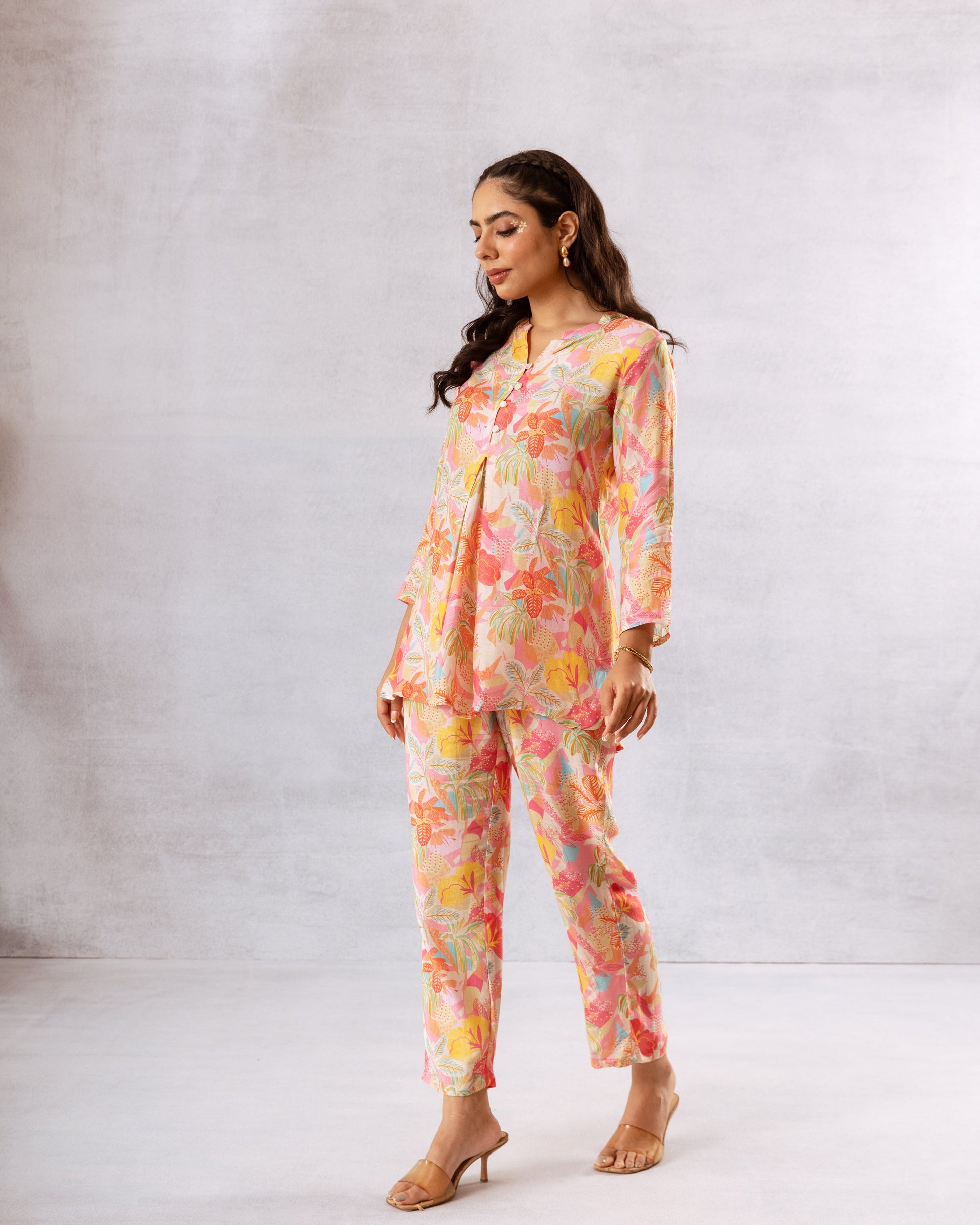 Ethereal Offwhite Floral Muslin Co-ord Set - Hukum Jaipur