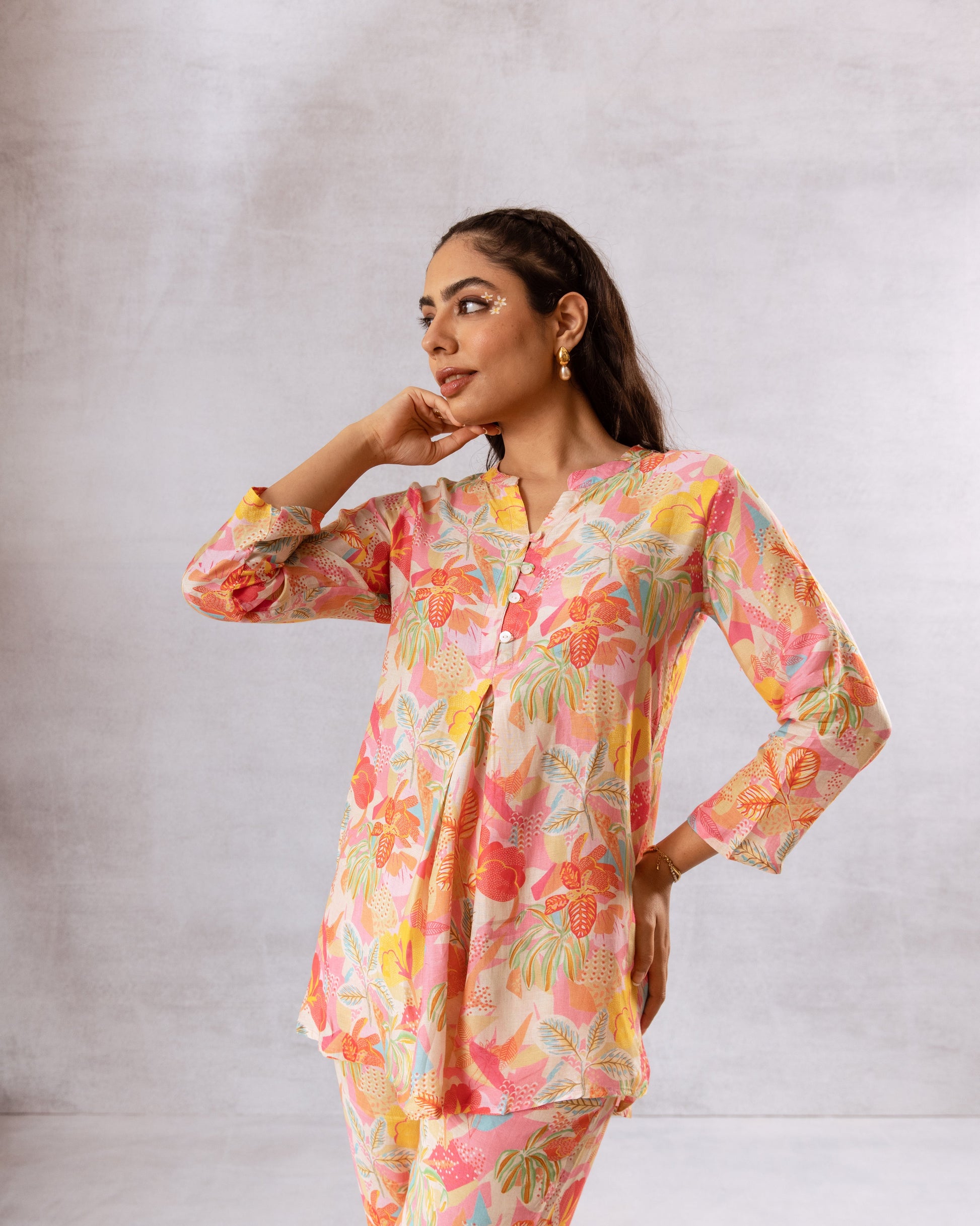 Ethereal Offwhite Floral Muslin Co-ord Set - Hukum Jaipur