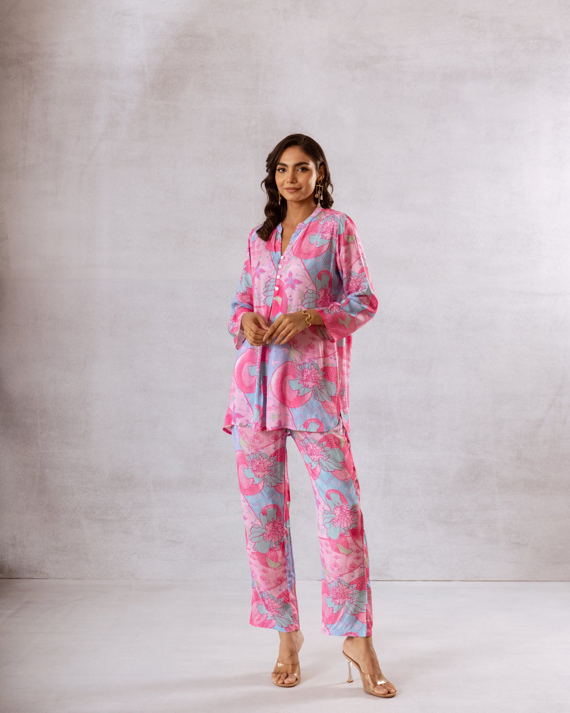 Blush-Toned Bubble Pink Muslin Co-ord Set - Hukum Jaipur