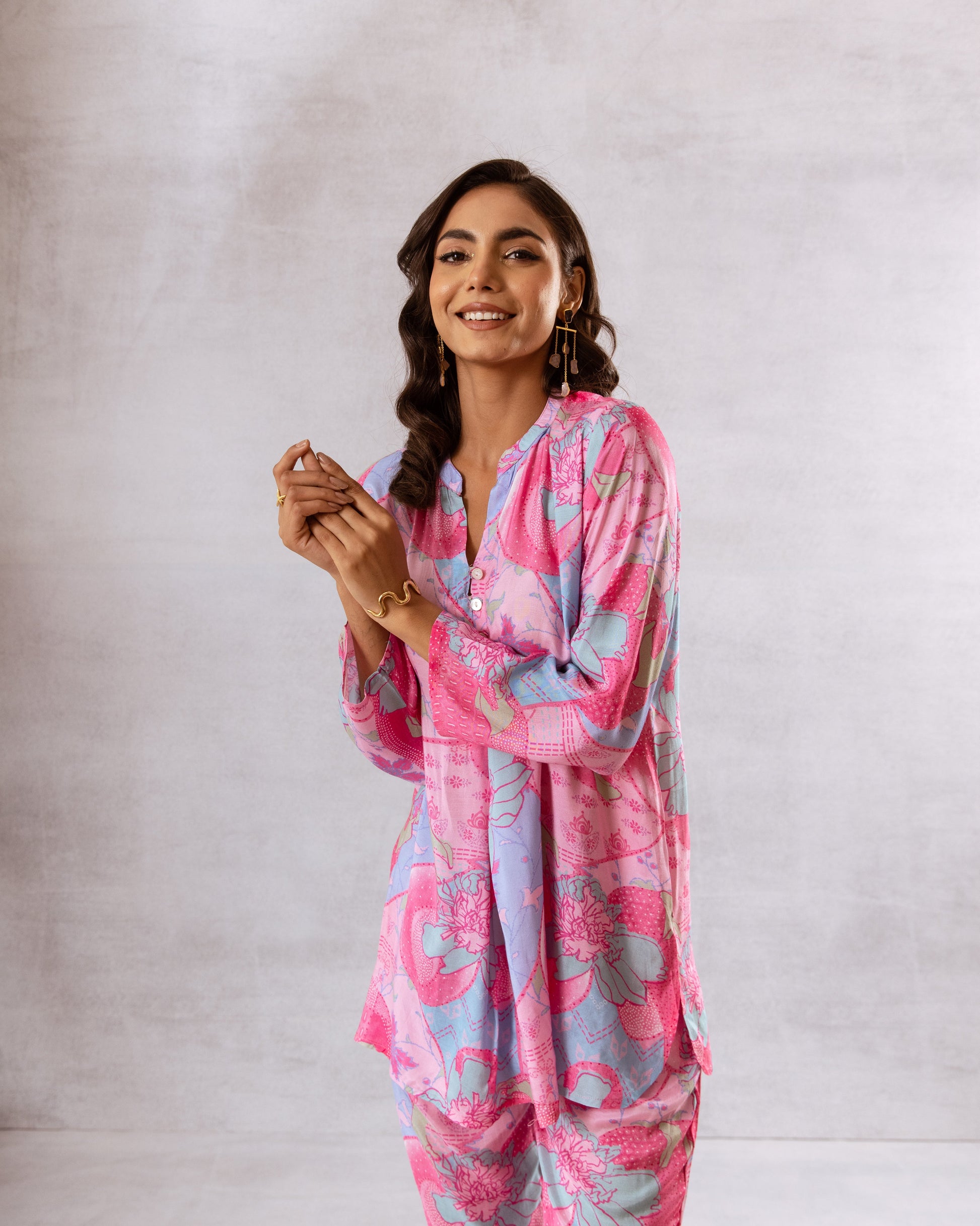 Blush-Toned Bubble Pink Muslin Co-ord Set - Hukum Jaipur