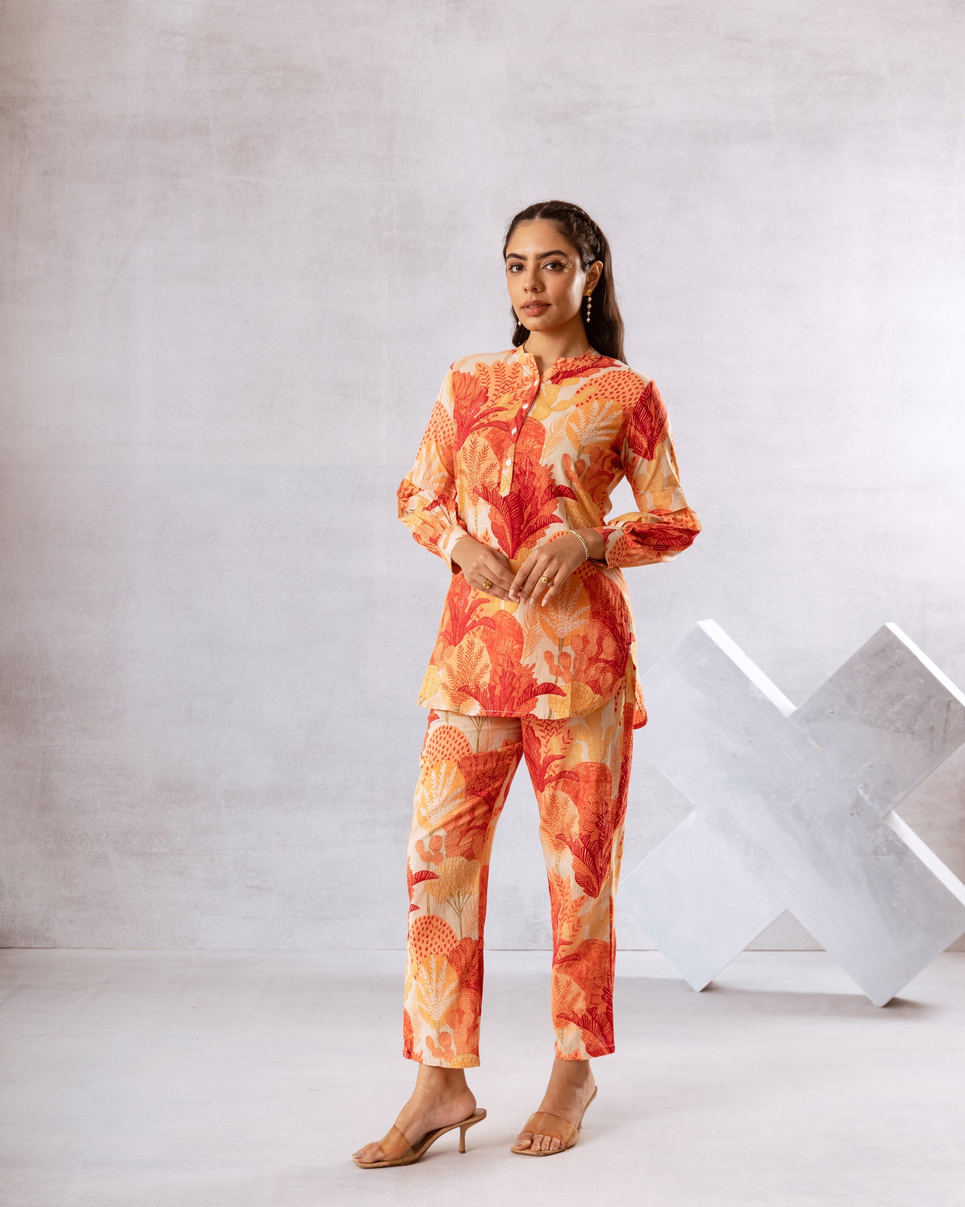 Timeless Off White Floral Cotton Co-ord Set - Hukum Jaipur