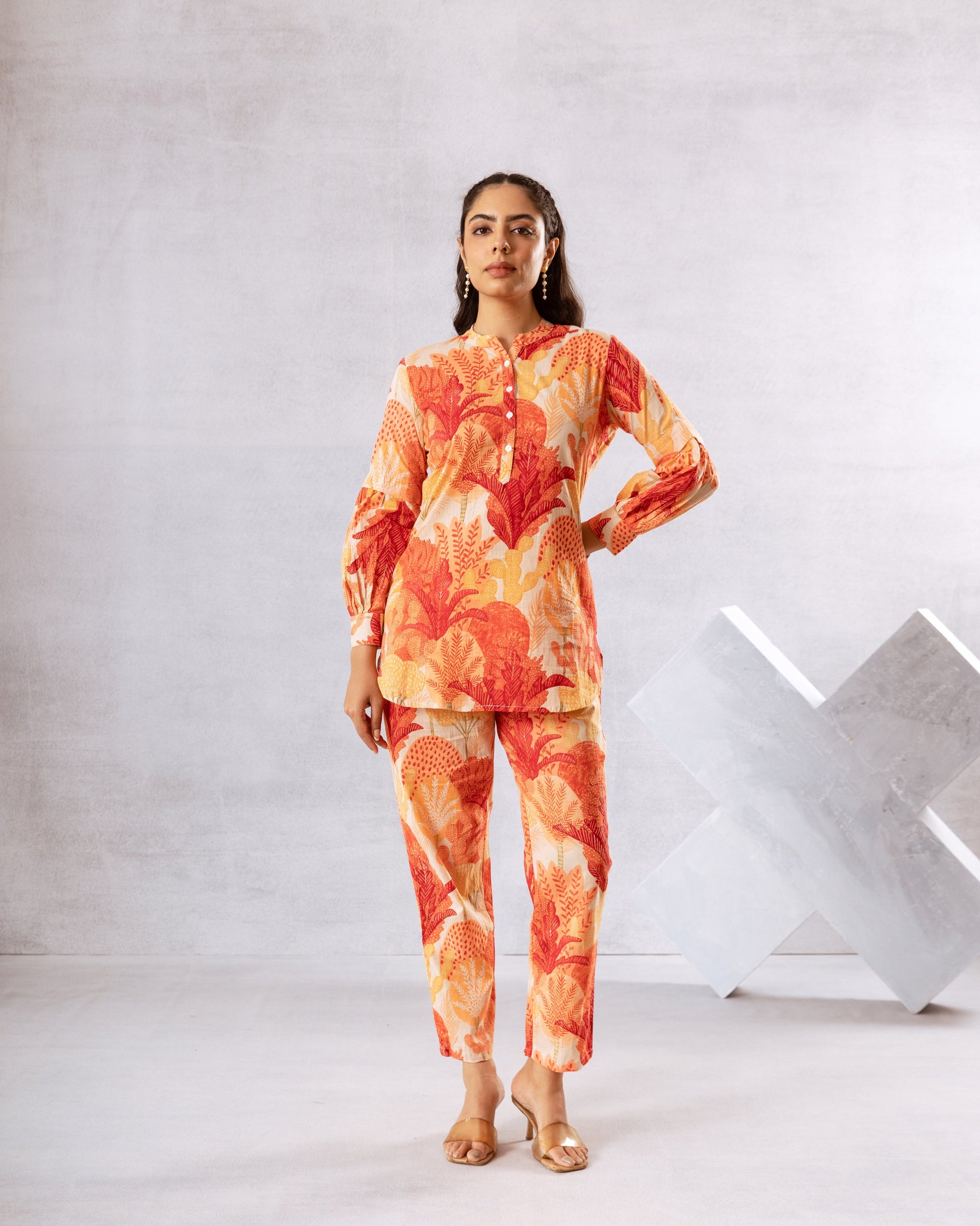 Timeless Off White Floral Cotton Co-ord Set - Hukum Jaipur