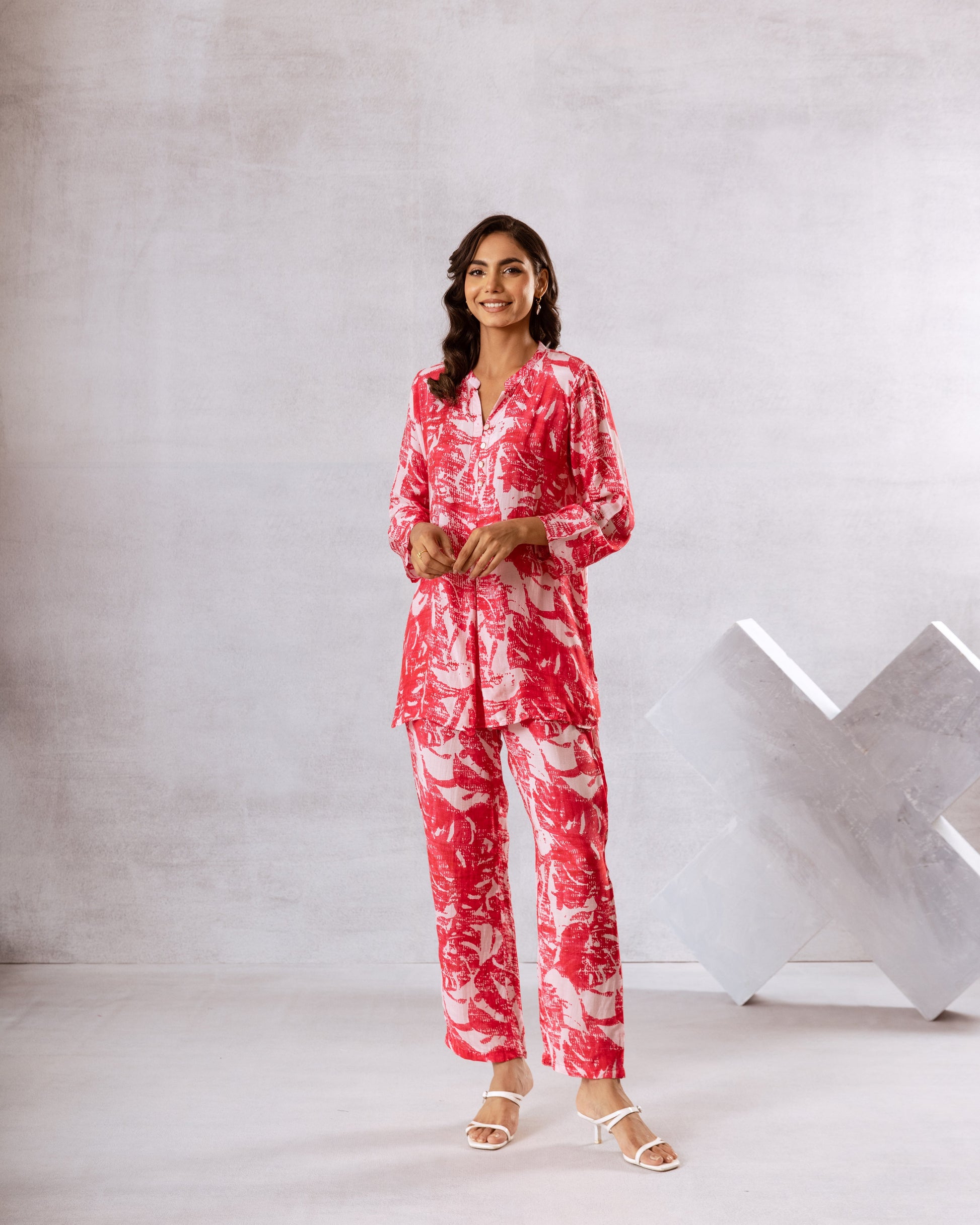 Passionate Red Muslin Co-ord Set - Hukum Jaipur