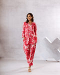 Passionate Red Muslin Co-ord Set - Hukum Jaipur