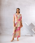 Artistic Abstract Print Muslin Co-ord Set with Lace Work - Hukum Jaipur