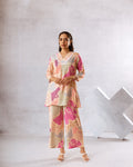 Artistic Abstract Print Muslin Co-ord Set with Lace Work - Hukum Jaipur