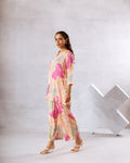 Artistic Abstract Print Muslin Co-ord Set with Lace Work - Hukum Jaipur