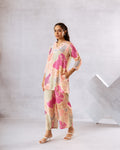 Artistic Abstract Print Muslin Co-ord Set with Lace Work - Hukum Jaipur