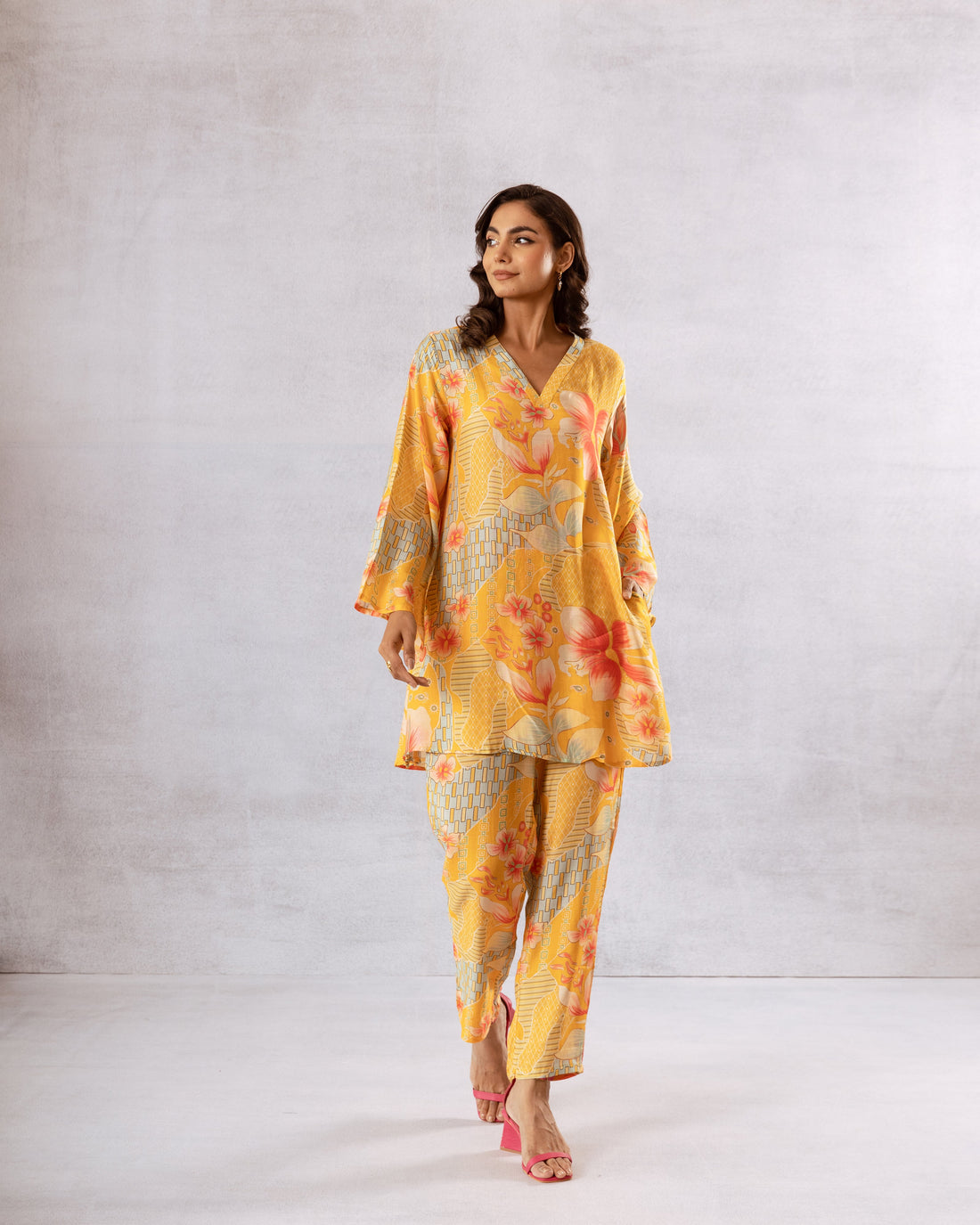 Sunny Yellow Muslin Loose Fit Co-ord Set - Hukum Jaipur