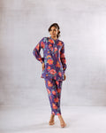 Majestic Purple Muslin Floral Co-ord Set - Hukum Jaipur