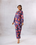 Majestic Purple Muslin Floral Co-ord Set - Hukum Jaipur