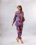 Majestic Purple Muslin Floral Co-ord Set - Hukum Jaipur