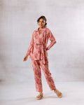 Elegant Peach Cotton Co-ord Set with Tie-Ups - Hukum Jaipur