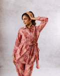 Elegant Peach Cotton Co-ord Set with Tie-Ups - Hukum Jaipur