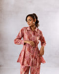 Elegant Peach Cotton Co-ord Set with Tie-Ups - Hukum Jaipur