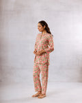 Elegant Grey Cotton Botanical Co-ord Set - Hukum Jaipur