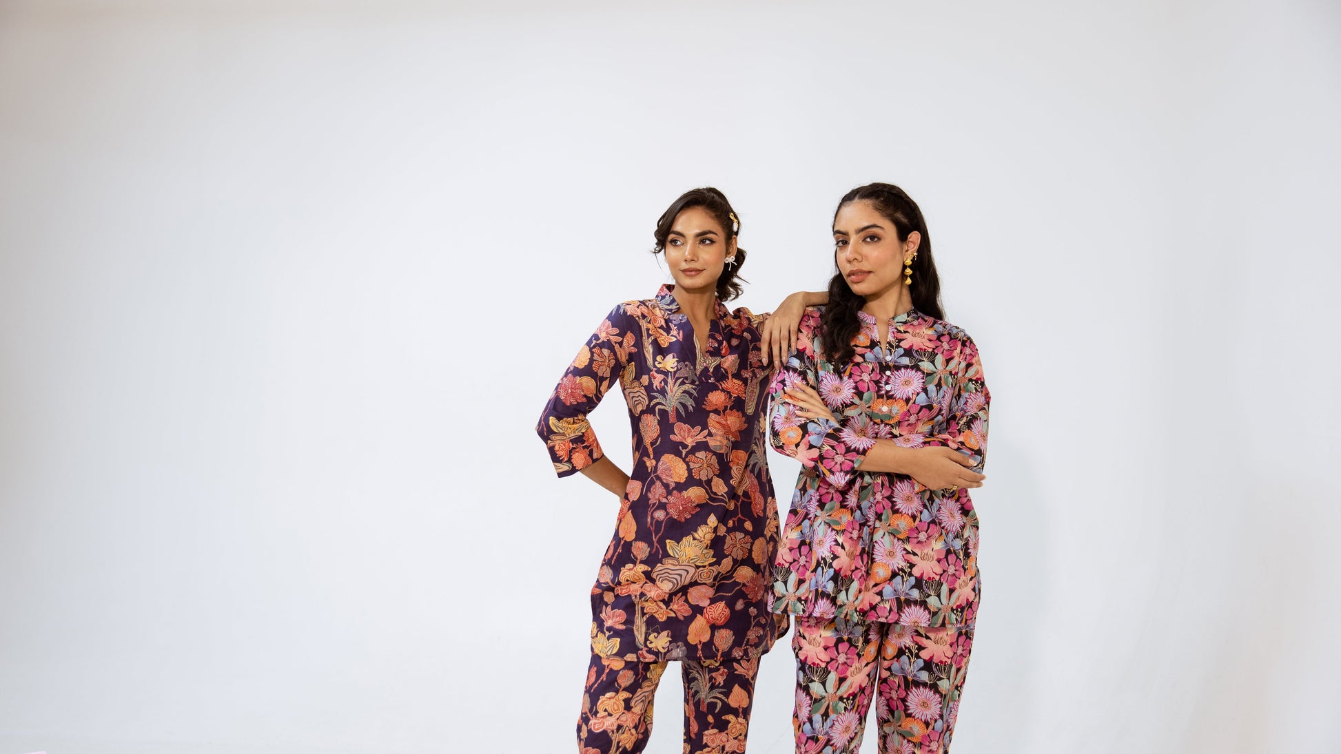 Noir Black Cotton Floral Print Co-ord Set - Hukum Jaipur