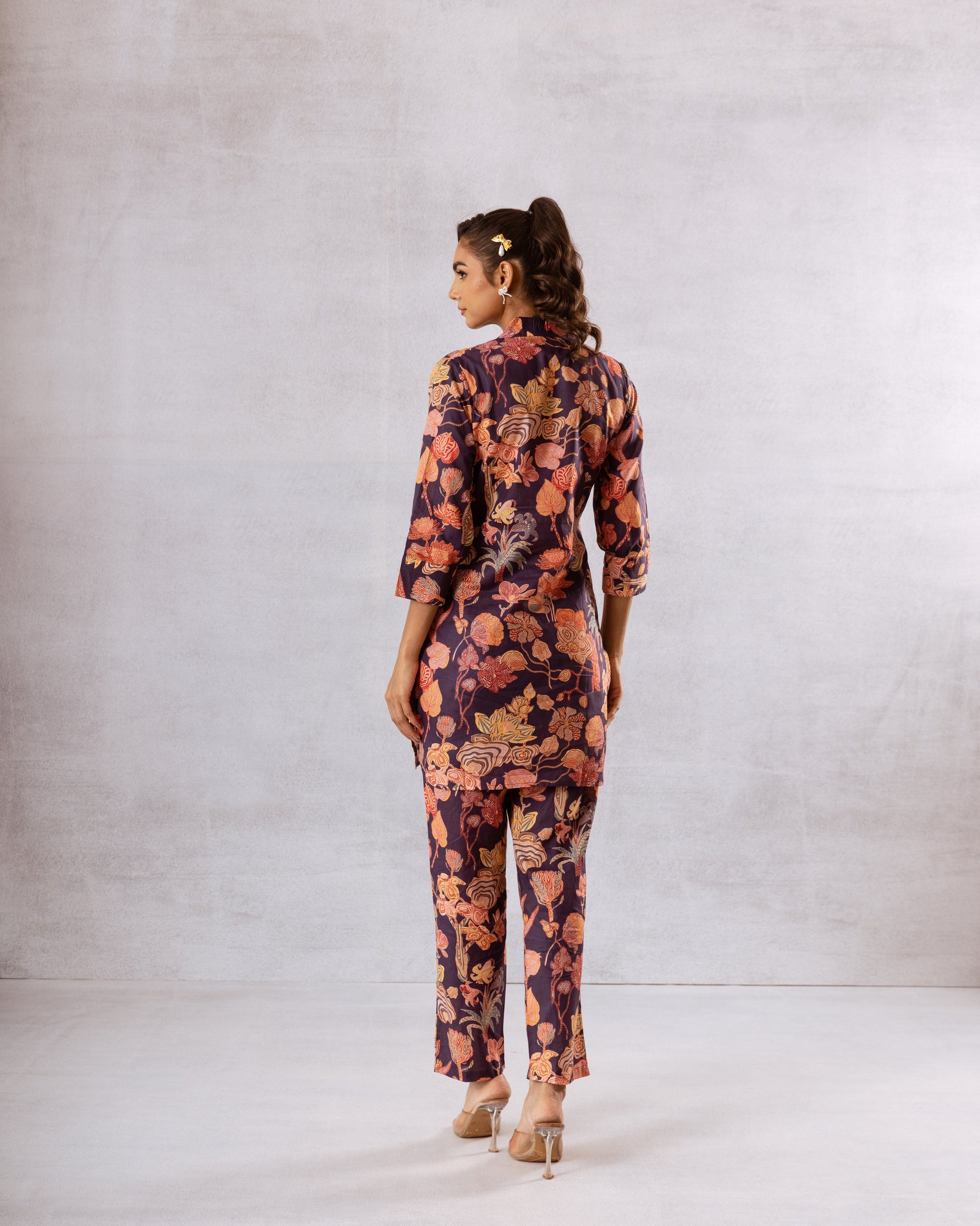 Navy Botanica: Cotton Botanical Print Co-ord Set - Hukum Jaipur