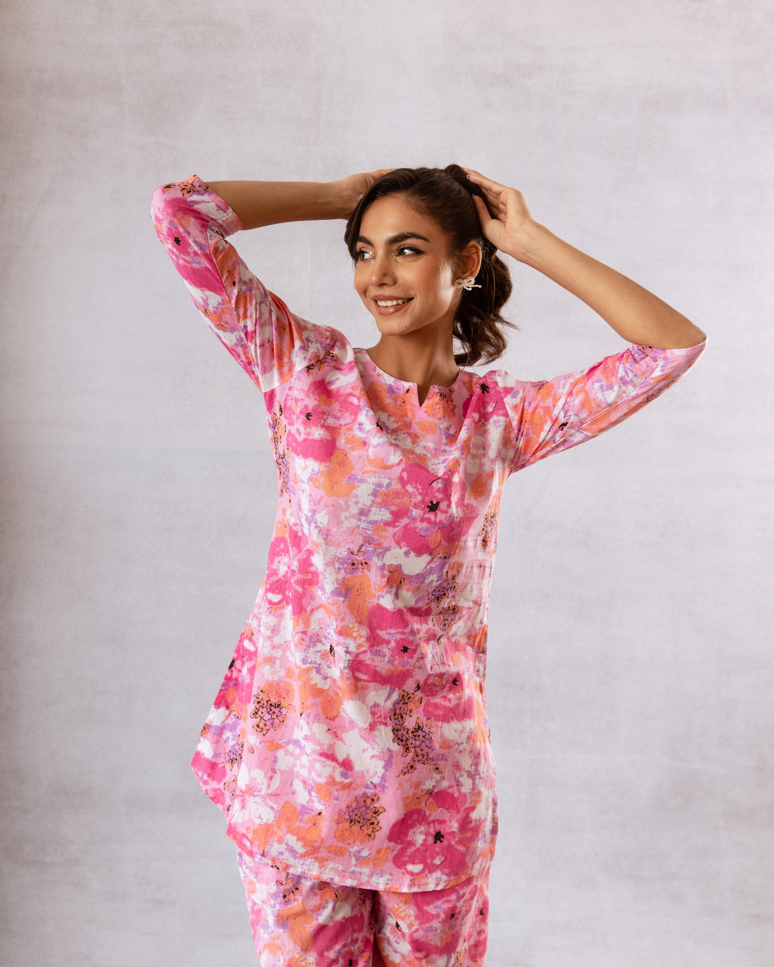 Feminine Flourish: Pink Floral Co-ord Set - Hukum Jaipur