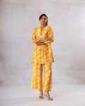 Lively Yellow Floral Muslin Co-ord Set - Hukum Jaipur