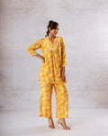 Lively Yellow Floral Muslin Co-ord Set - Hukum Jaipur