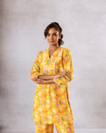 Lively Yellow Floral Muslin Co-ord Set - Hukum Jaipur