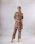 Verdant Whispers: Green Botanical Muslin Co-ord Set - Hukum Jaipur