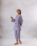 Lush Blue Botanical Cotton Co-ord Set – Nature-Inspired Chic - Hukum Jaipur